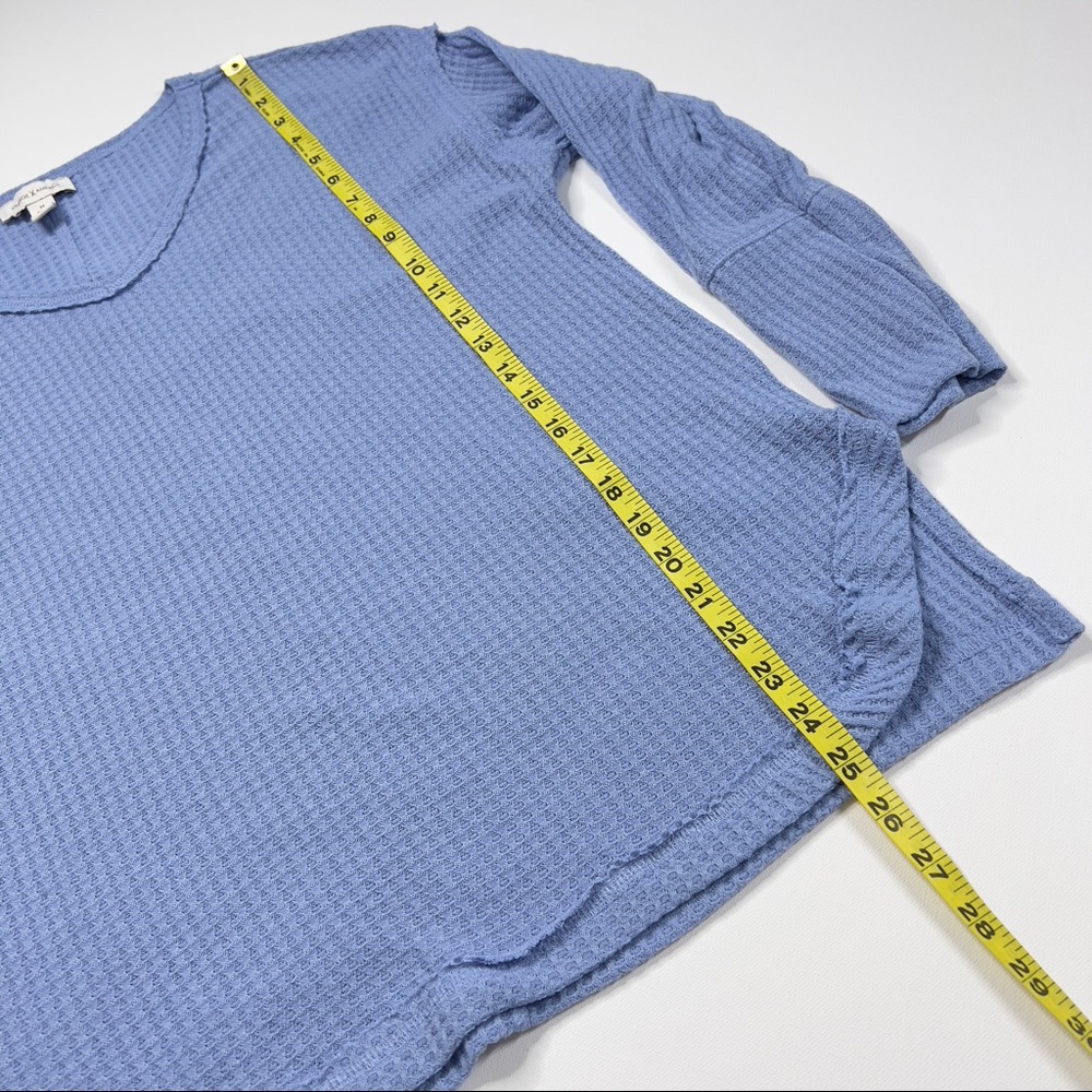 Vintage America Blue Thermal Long Sleeve Waffle Knit Top Pullover Medium - Picture 12 of 12